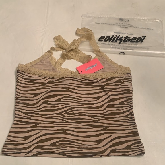 Edikted Tan & Brown Animal Print Top. Size M. NWT - Picture 4 of 5